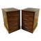Brown Mahogany Filing Cabinets with Green Gold Leaf Leather Topa, Set of 2 1