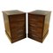 Brown Mahogany Filing Cabinets with Green Gold Leaf Leather Topa, Set of 2, Image 1