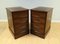 Brown Mahogany Filing Cabinets with Green Gold Leaf Leather Topa, Set of 2 13