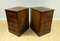 Brown Mahogany Filing Cabinets with Green Gold Leaf Leather Topa, Set of 2 5