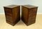 Brown Mahogany Filing Cabinets with Green Gold Leaf Leather Topa, Set of 2, Image 5