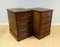 Brown Mahogany Filing Cabinets with Green Gold Leaf Leather Topa, Set of 2, Image 6