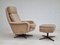 Danish Wool Swivel Armchair With Footstool, 1970s, Set of 2 1