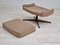 Danish Wool Swivel Armchair With Footstool, 1970s, Set of 2 4