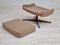 Danish Wool Swivel Armchair With Footstool, 1970s, Set of 2, Image 4