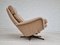 Danish Wool Swivel Armchair With Footstool, 1970s, Set of 2 13