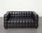 Black Leather Kubus Sofa by Josef Hoffmann for Wittmann, 1980s, Image 1