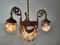 Italian Art Noveau Chandelier in Bronze & Glass Beads 1