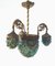 Italian Art Noveau Chandelier in Bronze & Glass Beads 2