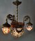 Italian Art Noveau Chandelier in Bronze & Glass Beads 8