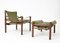 Mid-Century Swedish Rosewood & Green Leather Sirocco Safari Lounge Chair & Ottoman from Arne Norell AB, 1960s, Set of 2 8
