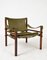 Mid-Century Swedish Rosewood & Green Leather Sirocco Safari Lounge Chair & Ottoman from Arne Norell AB, 1960s, Set of 2, Image 2