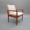 Teak Diplomat Chair in White Bouclé Fabric by Finn Juhl for France & Son 1