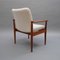 Teak Diplomat Chair in White Bouclé Fabric by Finn Juhl for France & Son 9