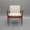 Teak Diplomat Chair in White Bouclé Fabric by Finn Juhl for France & Son 2