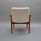 Teak Diplomat Chair in White Bouclé Fabric by Finn Juhl for France & Son 7