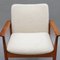 Teak Diplomat Chair in White Bouclé Fabric by Finn Juhl for France & Son 4