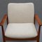 Teak Diplomat Chair in White Bouclé Fabric by Finn Juhl for France & Son 3