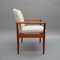 Teak Diplomat Chair in White Bouclé Fabric by Finn Juhl for France & Son 10