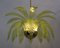 Modern Chandelier with Palm Leaves in Murano Glass and Brass, 1970s 5