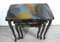 Handmade Chippendale Style Black & Colored Epoxy Resin Nesting Tables, 1940s, Set of 3, Image 3