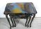 Tavolini a incastro fatti a mano in stile Chippendale in resina epossidica nera, anni '40, set di 3, Immagine 3