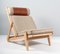 Canvas Lounge Chair in Beech and Leather by Hans J. Wegner, 1960s 8