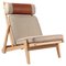 Canvas Lounge Chair in Beech and Leather by Hans J. Wegner, 1960s 1
