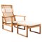 Danish 2254 Sled Lounge Chair with Ottoman in Cane and Oak by Børge Mogensen, 1956 1