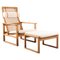 Danish 2254 Sled Lounge Chair with Ottoman in Cane and Oak by Børge Mogensen, 1956, Image 1