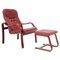 Czechoslovakian Leather Lounge Chair with Footrest from Ton, 1980, Set of 2, Image 1