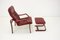 Czechoslovakian Leather Lounge Chair with Footrest from Ton, 1980, Set of 2 5