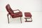 Czechoslovakian Leather Lounge Chair with Footrest from Ton, 1980, Set of 2, Image 5