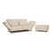 Cream Leather Moule Two-Seater Sofa & Stool With Relax Function from Brühl, Set of 2 1