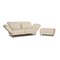 Cremefarbenes Moule 2-Sitzer Ledersofa & Hocker mit Relaxfunktion von Brühl, 2er Set 1