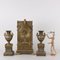 Triptych Neogothic Clock & Candleholders, Set of 3 2