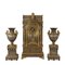 Triptych Neogothic Clock & Candleholders, Set of 3 1