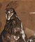 Matita su carta, gallo nero e marrone, XX secolo, Immagine 4