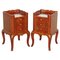 Chinese Chinoiserie Red Lacquer Three Drawer Bedside Tables, Set of 2 1