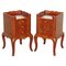 Chinese Chinoiserie Red Lacquer Three Drawer Bedside Tables, Set of 2, Image 1