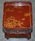 Chinese Chinoiserie Red Lacquer Three Drawer Bedside Tables, Set of 2 16