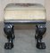Antique Late 19th Century Victorian Ebonised Footstool With Lions Paw Feet 7