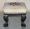 Antique Late 19th Century Victorian Ebonised Footstool With Lions Paw Feet 2