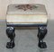 Antique Late 19th Century Victorian Ebonised Footstool With Lions Paw Feet, Image 2