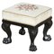 Antique Late 19th Century Victorian Ebonised Footstool With Lions Paw Feet 1