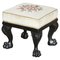 Antique Late 19th Century Victorian Ebonised Footstool With Lions Paw Feet, Image 1