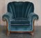 Art Deco Burr Walnut Sofa & Armchairs in Blue Velour Fabric, Set of 3 13