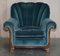 Art Deco Burr Walnut Sofa & Armchairs in Blue Velour Fabric, Set of 3, Image 13