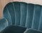 Art Deco Burr Walnut Sofa & Armchairs in Blue Velour Fabric, Set of 3 8