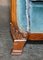 Art Deco Burr Walnut Sofa & Armchairs in Blue Velour Fabric, Set of 3 18
